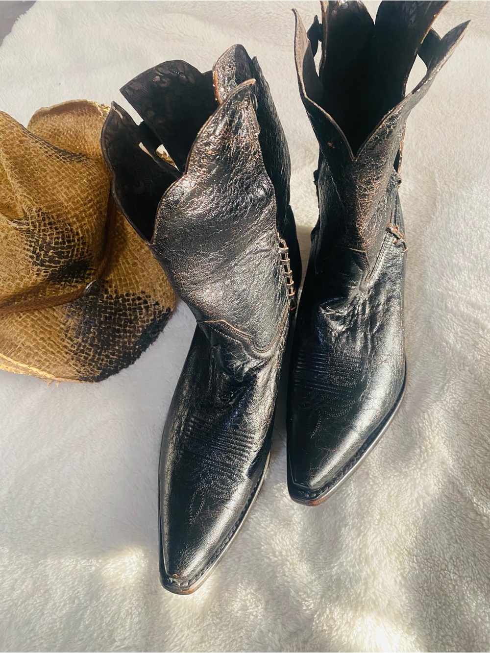 Sonora Black Ankle Boots with Embossed Sole -